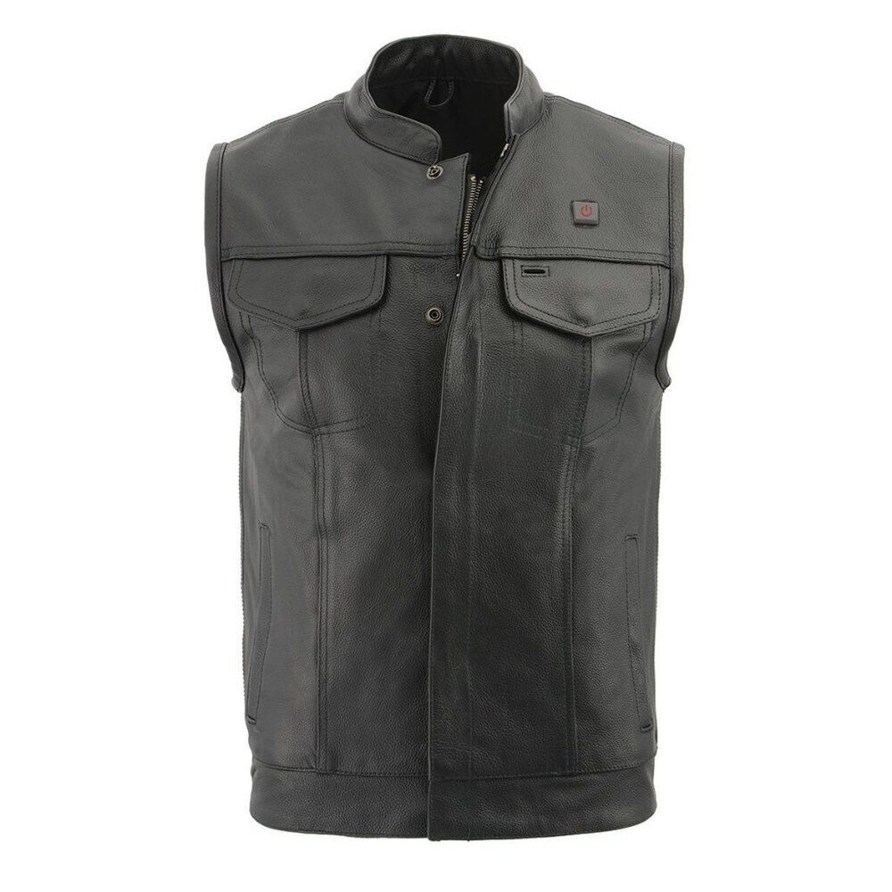 Milwaukee Men's Size 4X Black Leather Heated Cool-Tech Conceal Motorcycle Vest
